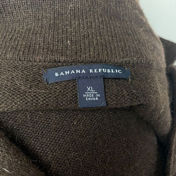 Vtg Banana Republic Brown Alpaca Cotton Cardigan Button Front Pocket Academia XL - Picture 16 of 16
